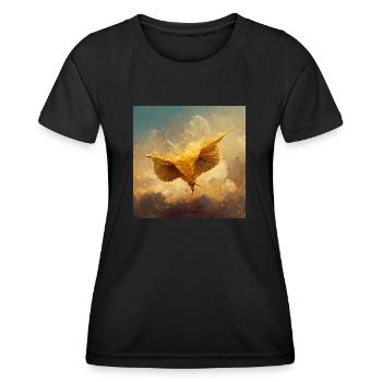 Aufsteigender Goldener Vogel - Frauen Funktions-T-Shirt - Schwarz - Vorne - AI Model Female 172 light (172cm)