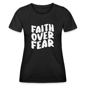 La foi plutôt que la peur - T-shirt sport Femme - noir - Devant - AI Model Female 172 light (172cm)