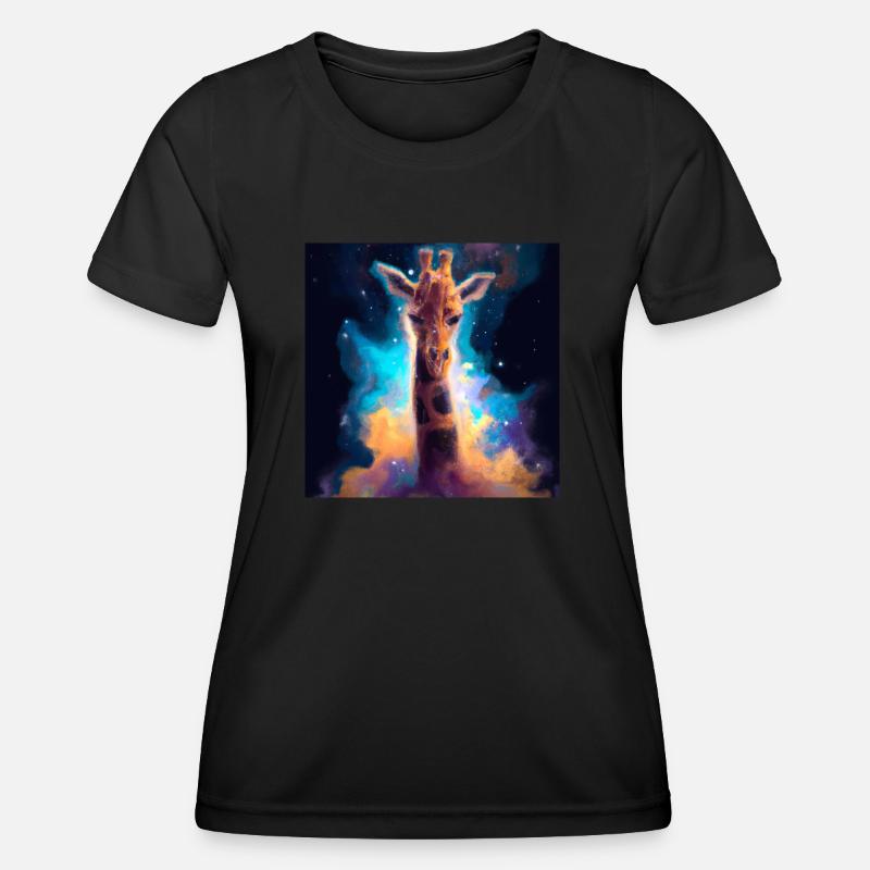 Giraffe Nebula - AI Generated Art - AI Art - Women's Functional T-Shirt - black