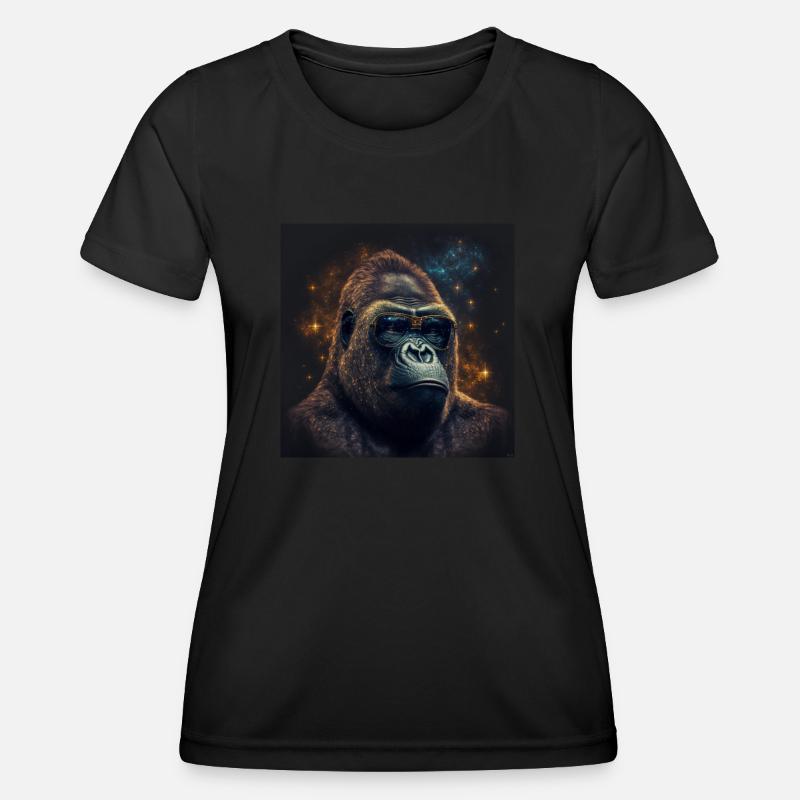 Stardust Gorilla - AI Generated Art - AI Art - Women's Functional T-Shirt - black