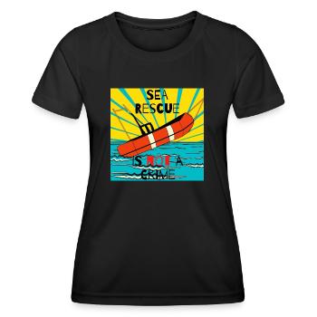 Seenotrettung ist kein Verbrechen - Frauen Funktions-T-Shirt - Schwarz - Vorne - AI Model Female 172 light (172cm)