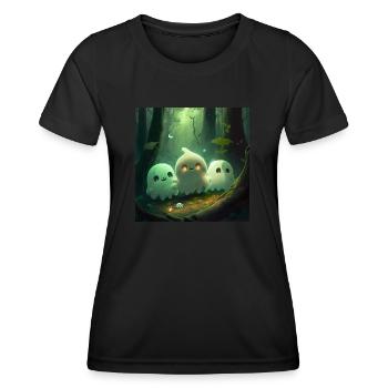 Niedliche Geister im Wald - Frauen Funktions-T-Shirt - Schwarz - Vorne - AI Model Female 172 light (172cm)