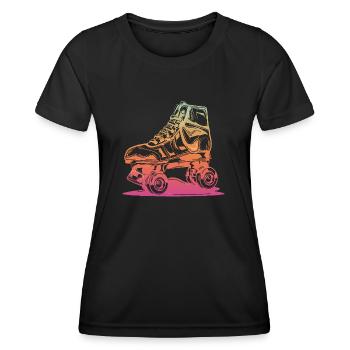 rollerblades patins rollers rollerskates retro - T-shirt sport Femme - noir - Devant - AI Model Female 172 light (172cm)