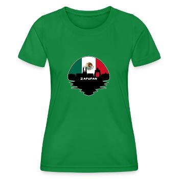 Zapopan Mexico Flag Skyline Silhouette Travel - Women's Functional T-Shirt - kelly green - Front - AI Model Female 172 dark (172cm)