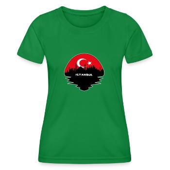 Istanbul Turquie Flag Skyline Silhouette Voyage - T-shirt sport Femme - vert - Devant - AI Model Female 172 dark (172cm)
