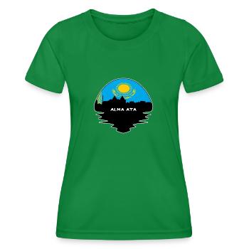 Alma Ata Kasachstan Flagge Skyline Silhouette Reisen - Frauen Funktions-T-Shirt - Kelly Green - Vorne - AI Model Female 172 dark (172cm)