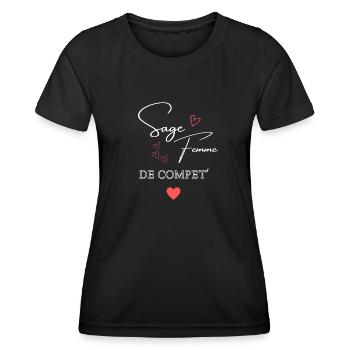 sage femme de competition - T-shirt sport Femme - noir - Devant - AI Model Female 172 light (172cm)