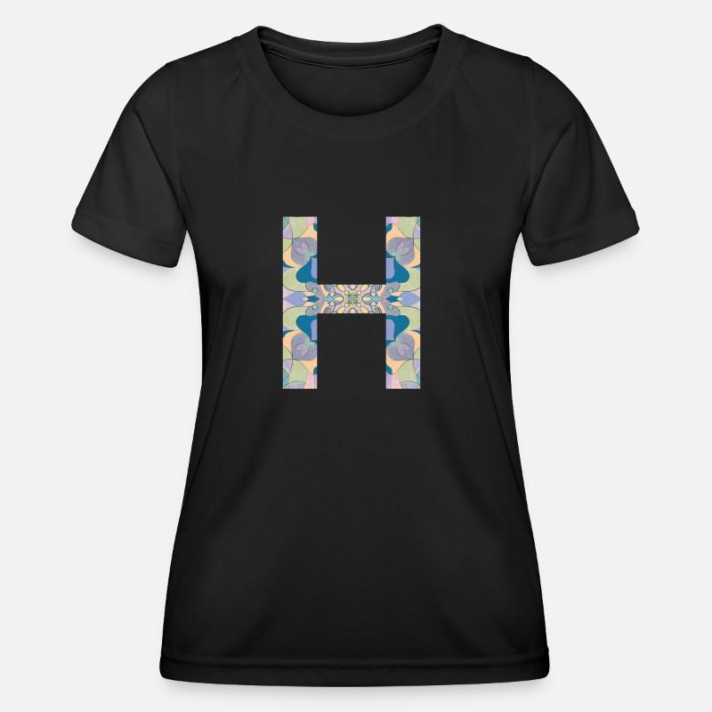 Letter H in mandala - Women's Functional T-Shirt - black