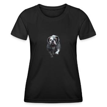 Hund mit Hoodie - Frauen Funktions-T-Shirt - Schwarz - Vorne - AI Model Female 172 light (172cm)