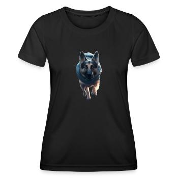Hund mit Hoodie - Frauen Funktions-T-Shirt - Schwarz - Vorne - AI Model Female 172 light (172cm)