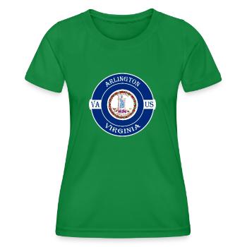 Arlington Virginia Flagge USA Reise Souvenir Abzeichen - Frauen Funktions-T-Shirt - Kelly Green - Vorne - AI Model Female 172 dark (172cm)