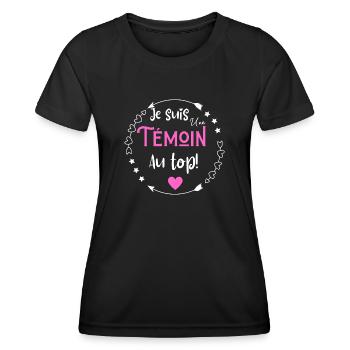 Je suis une témoin au top - T-shirt sport Femme - noir - Devant - AI Model Female 172 light (172cm)