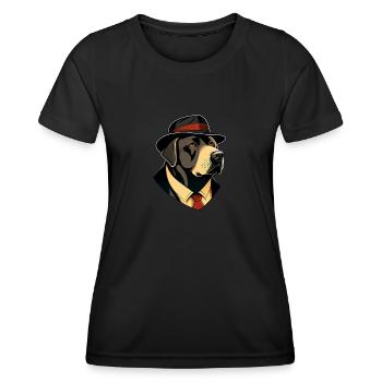 Labrador Pop Art Chien détective en costume - T-shirt sport Femme - noir - Devant - AI Model Female 172 light (172cm)