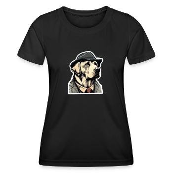 Labrador Pop Art Detective Dog in Suit - Women's Functional T-Shirt - black - Front - AI Model Female 172 light (172cm)