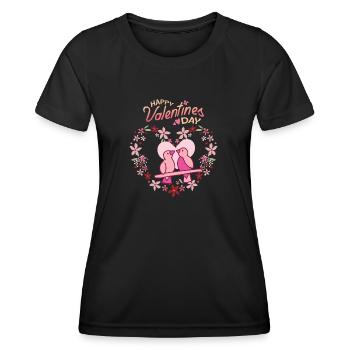 Joyeuse Saint-Valentin - T-shirt sport Femme - noir - Devant - AI Model Female 172 light (172cm)