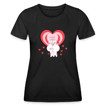 Zwei liebenden Hasen - Frauen Funktions-T-Shirt - Schwarz - Vorne - AI Model Female 172 light (172cm)