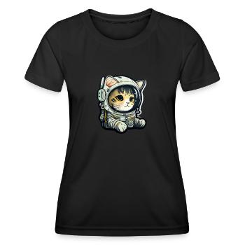 Meownaut astronaut cat for cat daddy - Women's Functional T-Shirt - black - Front - AI Model Female 172 light (172cm)