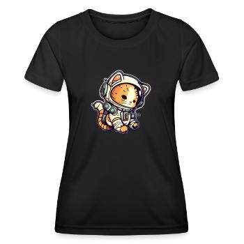 Meownaut astronaut cat for cat daddy - Women's Functional T-Shirt - black - Front - AI Model Female 172 light (172cm)