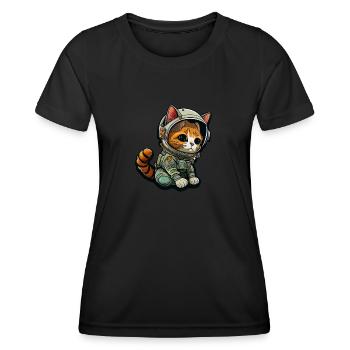 Meownaut astronaut cat for cat daddy - Women's Functional T-Shirt - black - Front - AI Model Female 172 light (172cm)