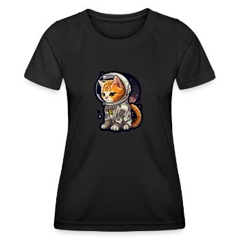 Meownaut astronaut cat for cat daddy - Women's Functional T-Shirt - black - Front - AI Model Female 172 light (172cm)