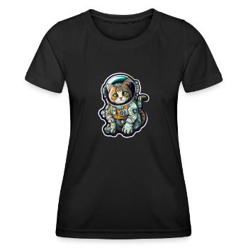 Meownaut astronaute chat pour chat papa - T-shirt sport Femme - noir - Devant - AI Model Female 172 light (172cm)