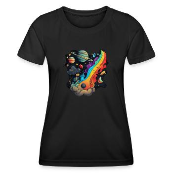 Kosmos und Planeten Cartoon Art #cosmos - Frauen Funktions-T-Shirt - Schwarz - Vorne - AI Model Female 172 light (172cm)