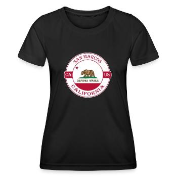 San Marcos California Flag USA Souvenir Badge - Women's Functional T-Shirt - black - Front - AI Model Female 172 light (172cm)