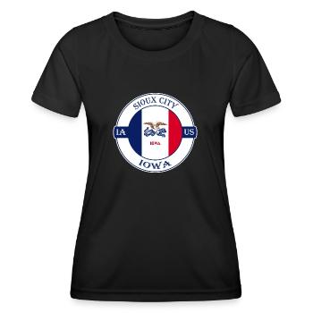 Sioux City Iowa Flagge USA Reise Souvenir Abzeichen - Frauen Funktions-T-Shirt - Schwarz - Vorne - AI Model Female 172 light (172cm)