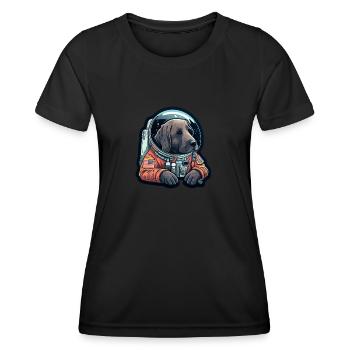 LabbiNaut Labrador Astronauten Hundepapa - Frauen Funktions-T-Shirt - Schwarz - Vorne - AI Model Female 172 light (172cm)