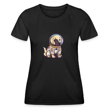 LabbiNaut Labrador Astronauten Hundepapa - Frauen Funktions-T-Shirt - Schwarz - Vorne - AI Model Female 172 light (172cm)
