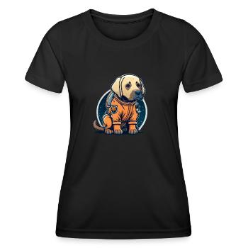 LabbiNaut Labrador Astronauten Hundepapa - Frauen Funktions-T-Shirt - Schwarz - Vorne - AI Model Female 172 light (172cm)