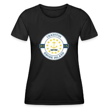 Cranston Rhode Island Flag USA Souvenir Badge - T-shirt sport Femme - noir - Devant - AI Model Female 172 light (172cm)