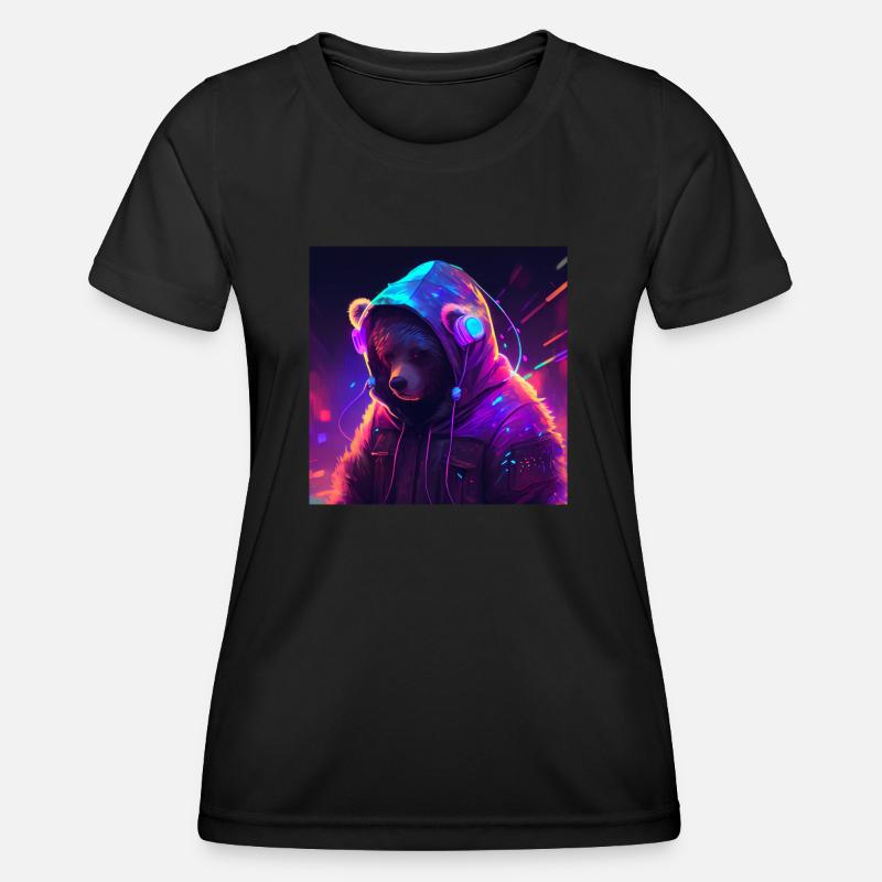 Cool Gaming Bear - Women's Functional T-Shirt - black