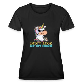 Ne regarde pas mon klaxon - T-shirt sport Femme - noir - Devant - AI Model Female 172 light (172cm)