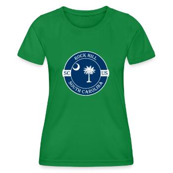 Rock Hill South Carolina Flag USA Souvenir Logo - Women's Functional T-Shirt - kelly green - Front - AI Model Female 172 dark (172cm)