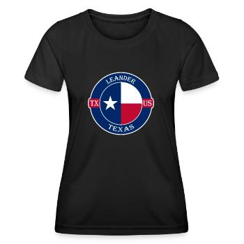 Leander Texas Flag USA Travel Souvenir Badge - T-shirt sport Femme - noir - Devant - AI Model Female 172 light (172cm)