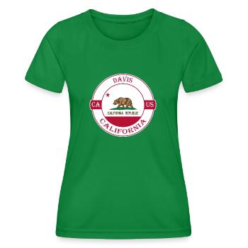 Davis California Flagge USA Reise Souvenir Abzeichen - Frauen Funktions-T-Shirt - Kelly Green - Vorne - AI Model Female 172 dark (172cm)