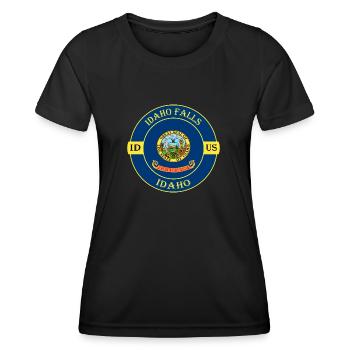 Idaho Falls Idaho Flag USA Travel Souvenir Badge - T-shirt sport Femme - noir - Devant - AI Model Female 172 light (172cm)