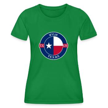 Wylie Texas Flagge USA Reise Souvenir Abzeichen - Frauen Funktions-T-Shirt - Kelly Green - Vorne - AI Model Female 172 dark (172cm)