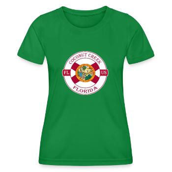 Coconut Creek Florida Flag USA Souvenir Badge - Women's Functional T-Shirt - kelly green - Front - AI Model Female 172 dark (172cm)