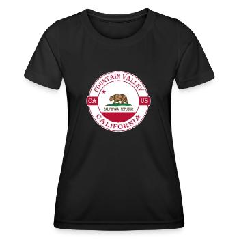 Fountain Valley California Flag USA Souvenir - Women's Functional T-Shirt - black - Front - AI Model Female 172 light (172cm)