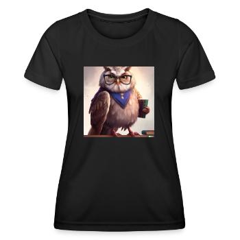 Owl comme bibliothécaire art numérique - T-shirt sport Femme - noir - Devant - AI Model Female 172 light (172cm)