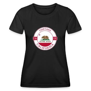 Weinberg Kalifornien Flagge USA Reise Souvenir Abzeichen - Frauen Funktions-T-Shirt - Schwarz - Vorne - AI Model Female 172 light (172cm)
