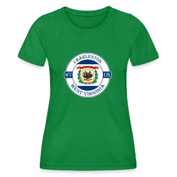 Charleston West Virginia Flag USA Souvenir Logo - Women's Functional T-Shirt - kelly green - Front - AI Model Female 172 dark (172cm)