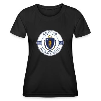 Arlington Massachusetts Flag USA Souvenir Badge - Women's Functional T-Shirt - black - Front - AI Model Female 172 light (172cm)