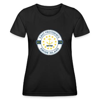 East Providence Rhode Island Flag USA Souvenir - T-shirt sport Femme - noir - Devant - AI Model Female 172 light (172cm)