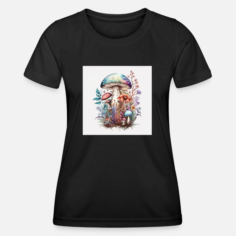 From mushrooms to water-based paint - Women's Functional T-Shirt - black