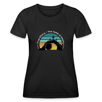 Wahre Geschichte das Grab ist leer - Frauen Funktions-T-Shirt - Schwarz - Vorne - AI Model Female 172 light (172cm)
