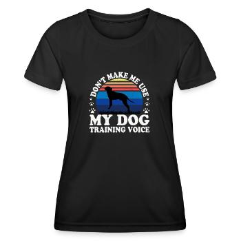 Braque Saint Germain Dog Silhouette Retro Coucher de soleil - T-shirt sport Femme - noir - Devant - AI Model Female 172 light (172cm)