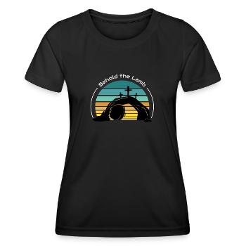 Voici l’Agneau - T-shirt sport Femme - noir - Devant - AI Model Female 172 light (172cm)
